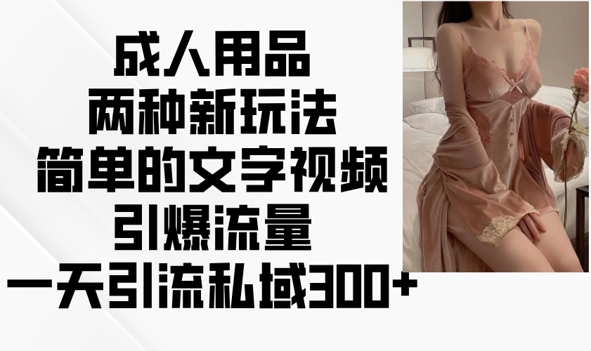 成人用品两种新玩法，简单的文字视频引爆流量，一天引流私域300+-云创项目库