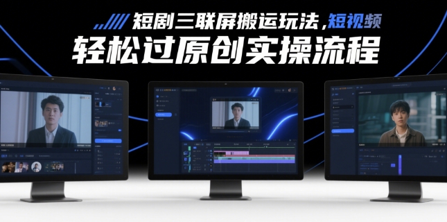 短剧三联屏搬运玩法，短剧搬运轻松过原创实操流程-云创项目库