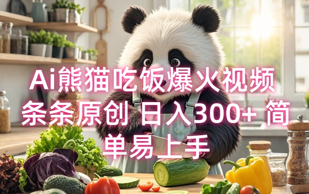 Ai熊猫吃饭爆火视频 条条原创 日入300+ 简单易上手-云创项目库