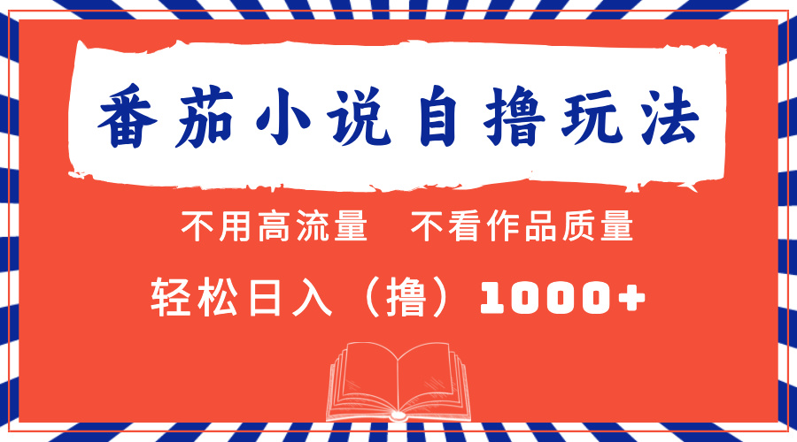番茄小说最新自撸 不看流量 不看质量 轻松日入1000+-云创项目库