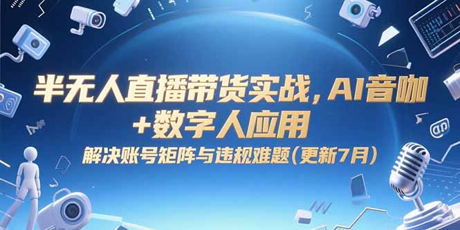 半无人直播带货实战，AI音咖+数字人应用 解决账号矩阵与违规难题(更新7月-云创项目库