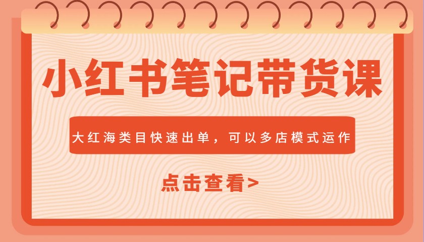 小红书笔记带货课，大红海类目快速出单，市场大，可以多店模式运作(更新)-云创项目库