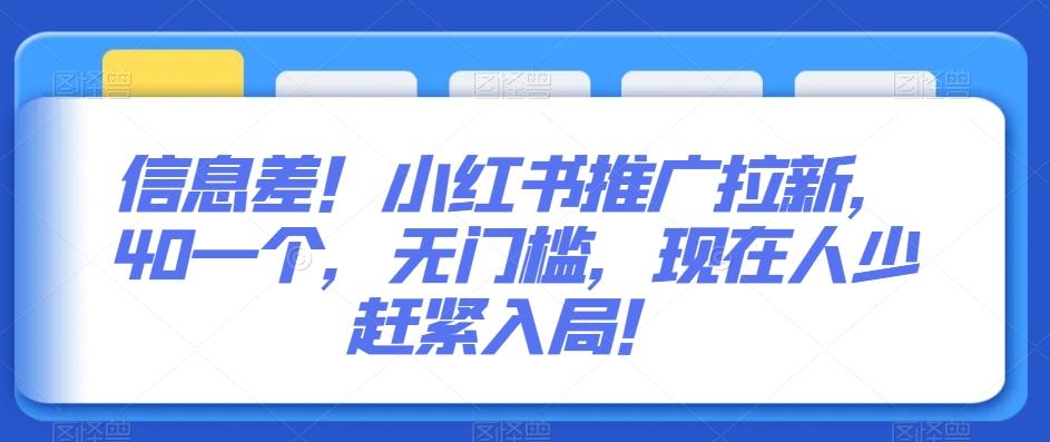 信息差！小红书推广拉新，40一个，无门槛，现在人少赶紧入局！-云创项目库