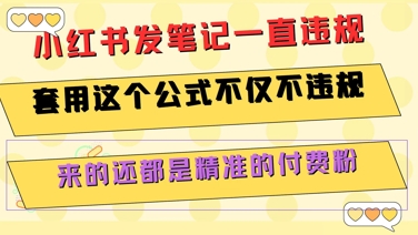 小红书发笔记一直违规，套用这个公式不仅不违规，来的还都是精准的付费粉-云创项目库
