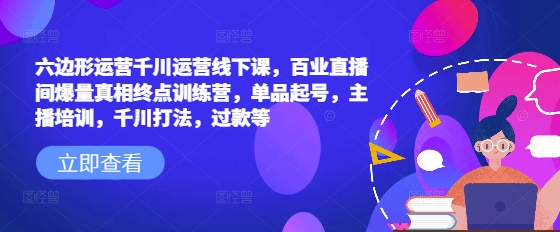 六边形运营千川运营线下课，百业直播间爆量真相终点训练营，单品起号，主播培训，千川打法，过款等-云创项目库