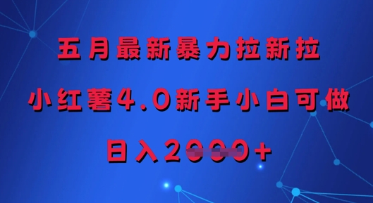 五月最新暴力拉新拉，小红薯4.0新手小白可做，日入多张-云创项目库