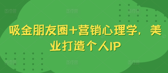 吸金朋友圈+营销心理学，美业打造个人IP-云创项目库