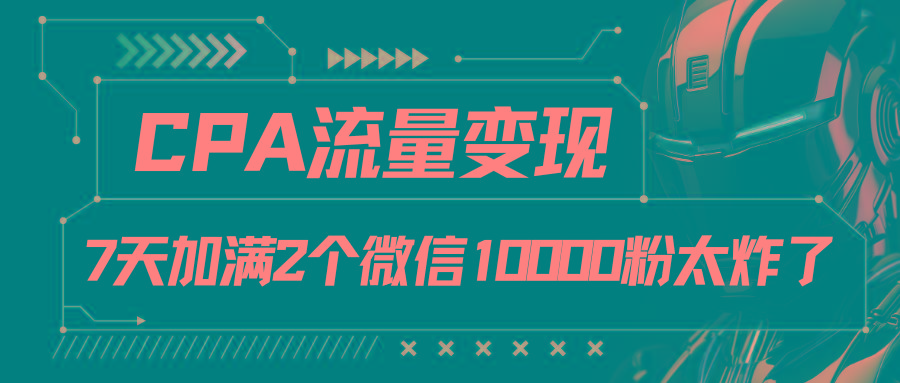CPA流量变现，7天加满两个微信10000粉-云创项目库