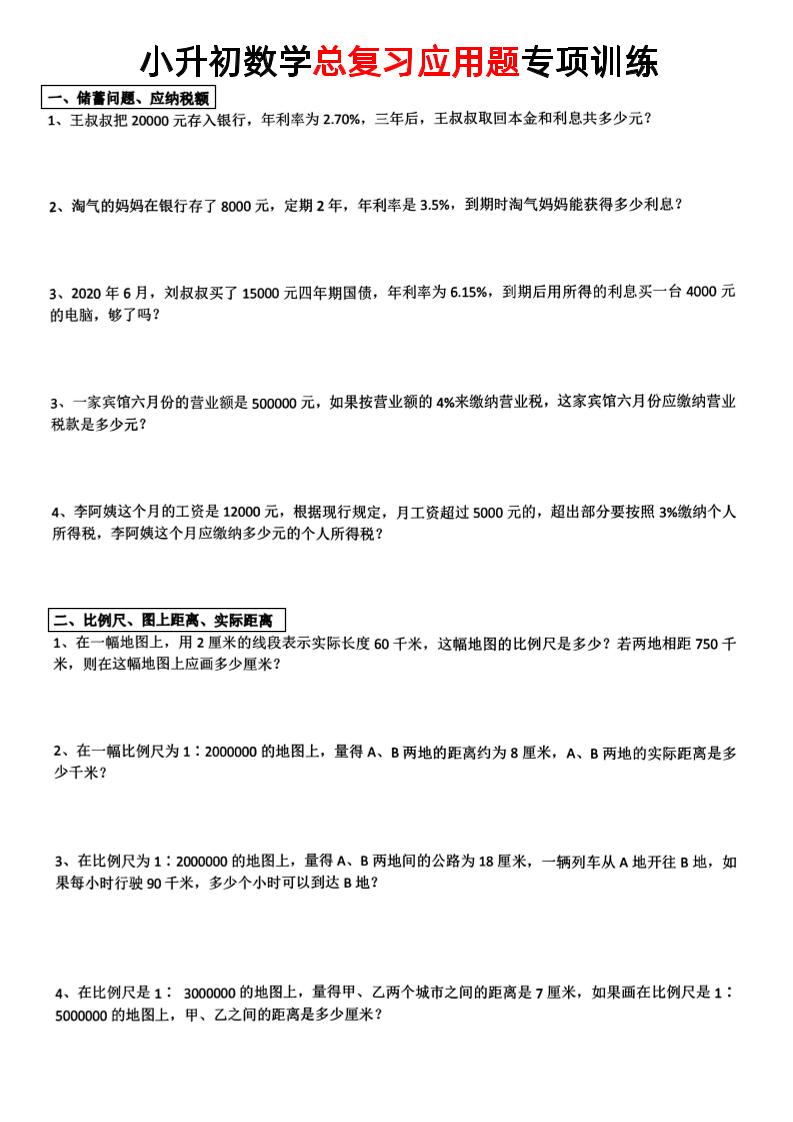 小升初数学【总复习应用题】-云创项目库