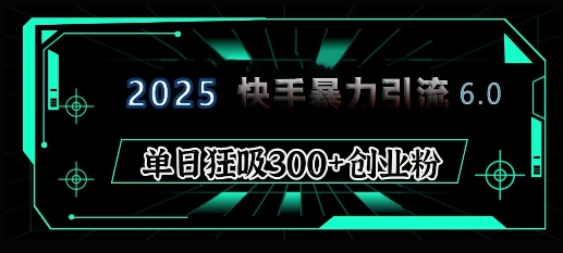 2025年快手6.0保姆级教程震撼来袭，单日狂吸300+精准创业粉-云创项目库