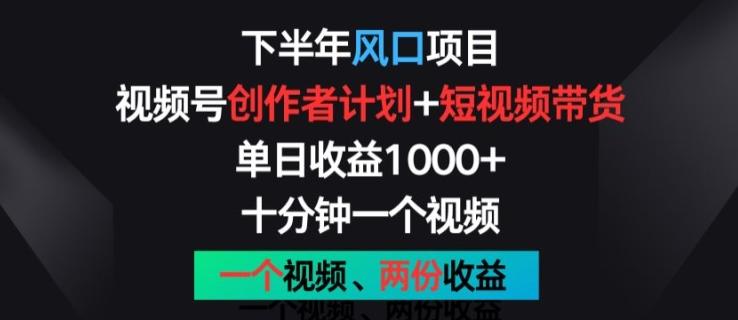下半年风口项目，视频号创作者计划+视频带货，一个视频两份收益，十分钟一个视频【揭秘】-云创项目库