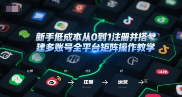 新手低成本从0到1注册并搭建多账号全平台矩阵操作教学，手机号-邮箱-IP-工具-云创项目库