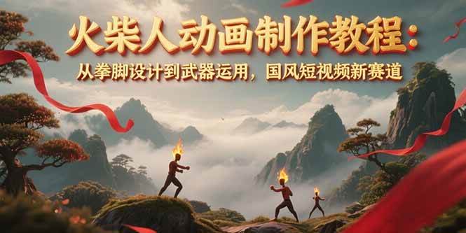 火柴人动画制作教程：从拳脚设计到武器运用，国风短视频新赛道-云创项目库