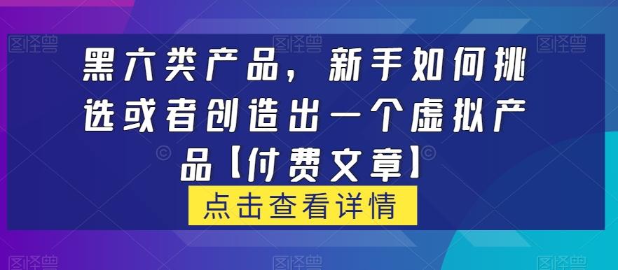 黑六类虚拟产品，新手如何挑选或者创造出一个虚拟产品【付费文章】-云创项目库