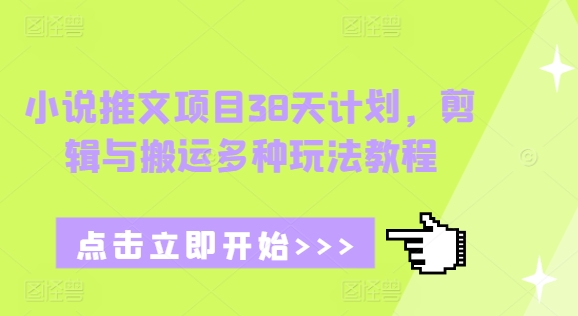 小说推文项目38天计划，剪辑与搬运多种玩法教程-云创项目库