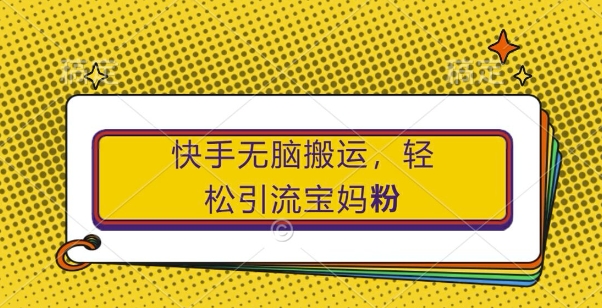 快手无脑搬运，轻松引流宝妈粉，纯小白轻松上手【揭秘】-云创项目库