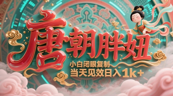 用AI克隆“唐朝胖妞”日更3条，平台疯狂推流，小白闭眼复制，当天见效，日入1k+-云创项目库
