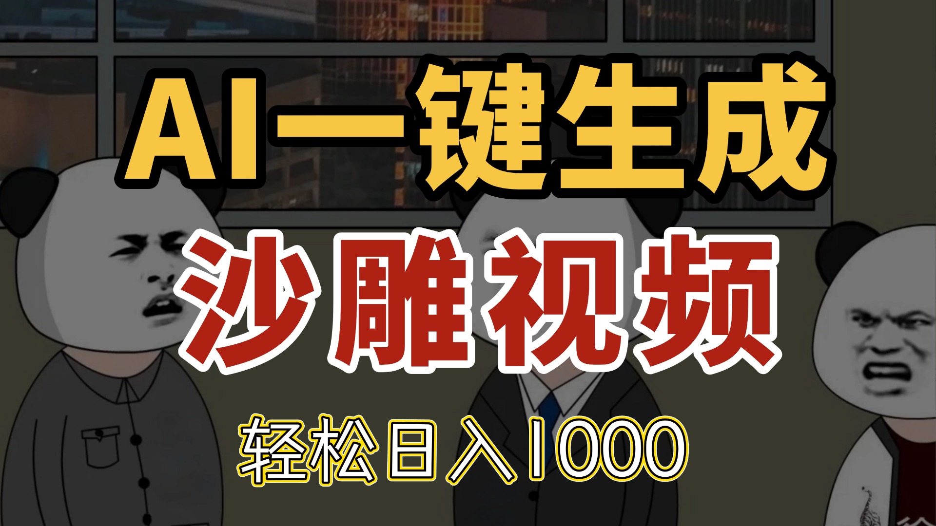AI一键生成沙雕视频，一条视频千万播放，轻松日入1000-云创项目库