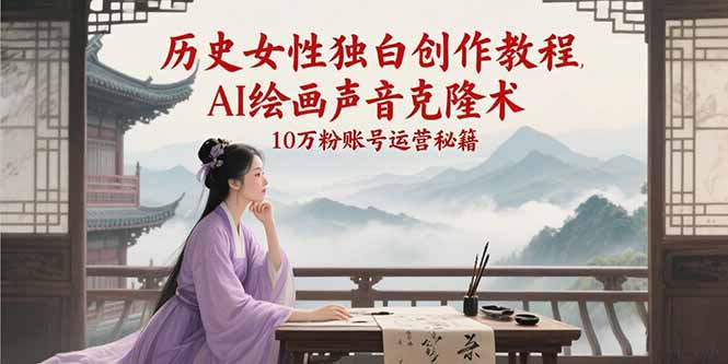 历史女性独白创作教程，AI绘画声音克隆术，10万粉账号运营秘籍-云创项目库