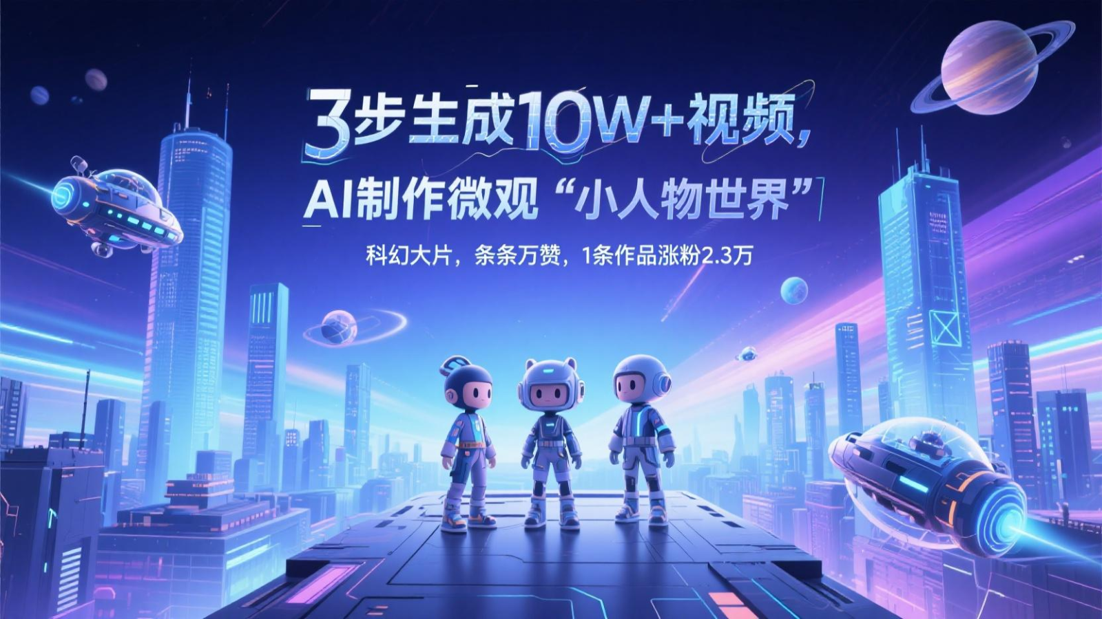 三步生成10W+视频，AI制作微观“小人物世界”科幻大片，条条万赞，1条作品涨粉2.3万-云创项目库