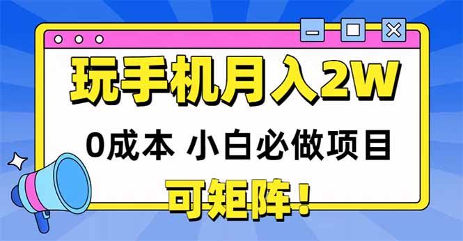玩玩手机月入20000+，0成本小白必做项目，可矩阵-云创项目库