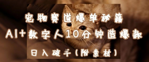 宠物赛道爆单秘籍：AI+数字人10分钟造爆款，日入1k-云创项目库