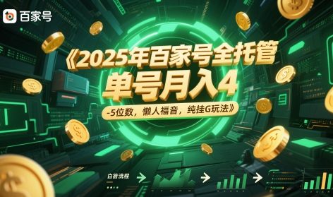 2025年百家号全托管，单号月入4-5位数，懒人福音，纯挂G玩法【揭秘】-云创项目库