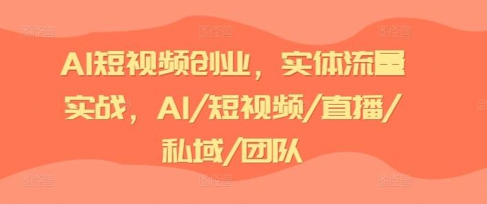AI短视频创业，实体流量实战，AI/短视频/直播/私域/团队-云创项目库