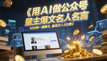 用AI做公众号流量主爆文名人名言，10分钟一篇爆文，最高月入5位数-云创项目库