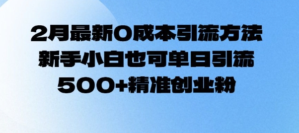 2月最新0成本引流方法，新手小白也可单日引流500+精准创业粉-云创项目库