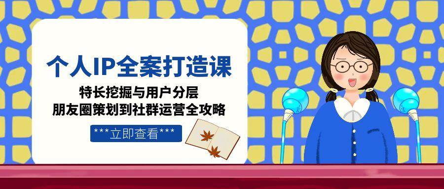 个人IP全案打造课，特长挖掘与用户分层，朋友圈策划到社群运营全攻略-云创项目库