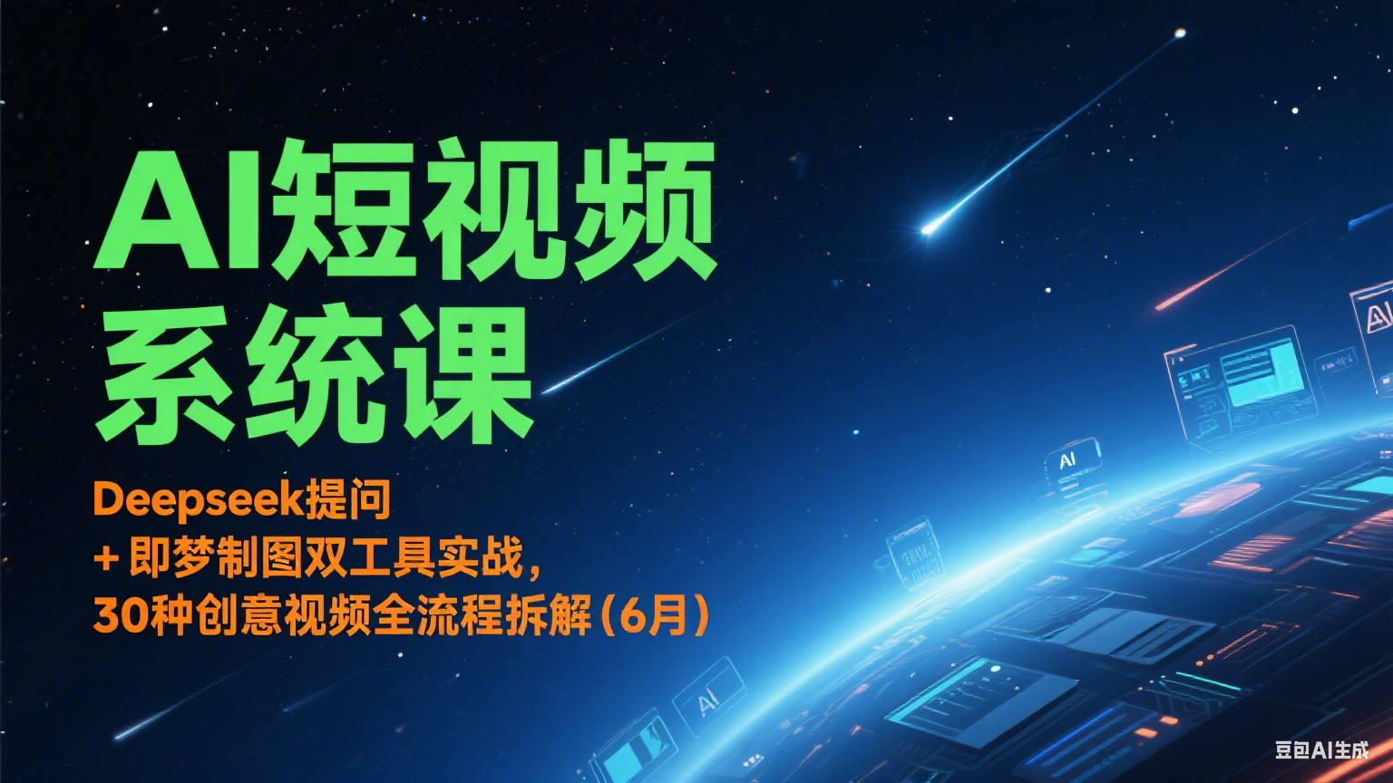 AI短视频系统课：Deepseek提问 + 即梦制图双工具实战，30种创意视频全流程拆解(6月)-云创项目库