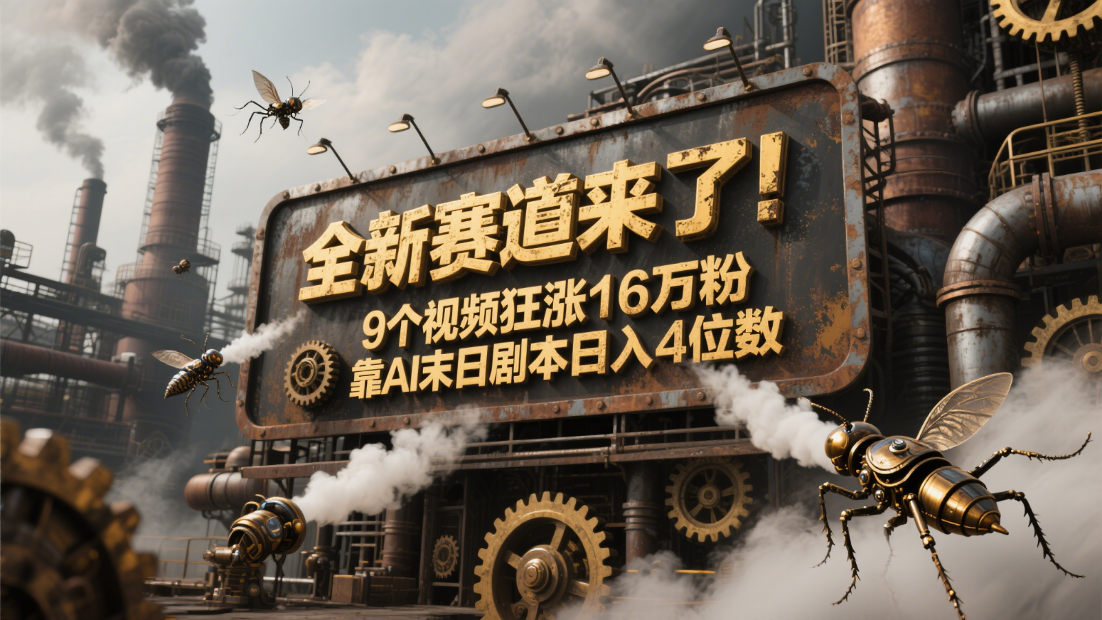 全新赛道来了！9个视频狂涨16万粉，靠AI末日剧本日入4位数，评论区爆肝追更！-云创项目库