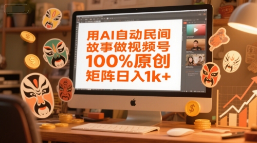 用AI自动民间故事做视频号，100%原创，矩阵日入1k+-云创项目库