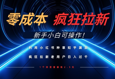 利用小红书种草知乎漏洞，零成本疯狂拉新日入数张，新手小白可操作-云创项目库