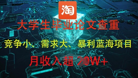 大学生毕业论文查重，暴利蓝海项目，月收入过1W+-云创项目库