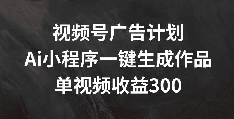 视频号广告计划，AI小程序一键生成作品， 单视频收益300+【揭秘】-云创项目库