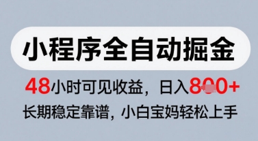 微信小程序全自动掘金，快速见收益，长期稳定靠谱，零基础友好，日入8张【揭秘】-云创项目库