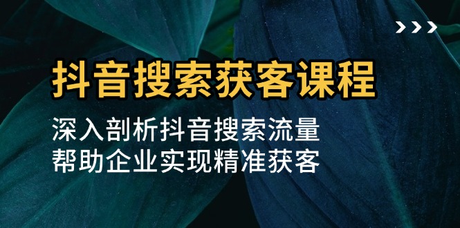 抖音搜索获客课程：深入剖析抖音搜索流量，帮助企业实现精准获客-云创项目库