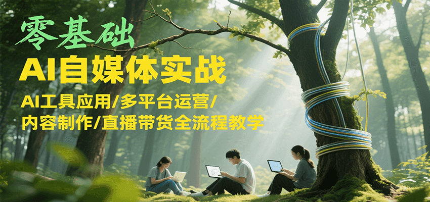 零基础AI自媒体实战，AI工具应用/多平台运营/内容制作/直播带货全流程教学-云创项目库