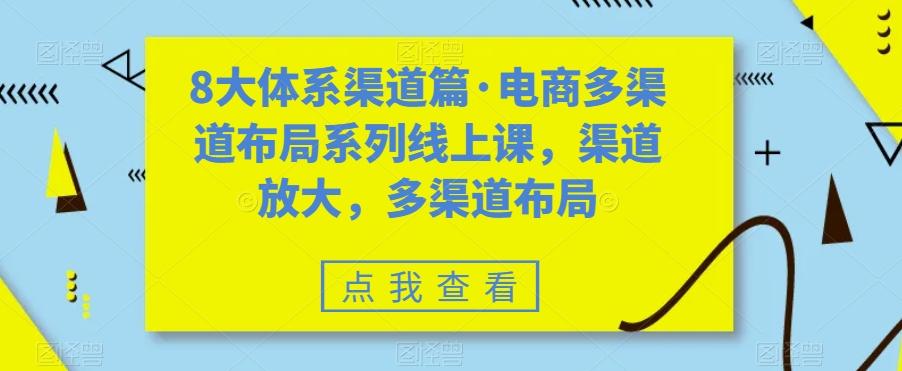 8大体系渠道篇·电商多渠道布局系列线上课，渠道放大，多渠道布局-云创项目库