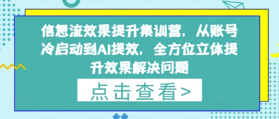 信息流效果提升集训营，从账号冷启动到AI提效，全方位立体提升效果解决问题-云创项目库