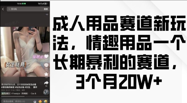 成人用品赛道新玩法，情趣用品一个长期暴利的赛道，3个月收益20个【揭秘】-云创项目库