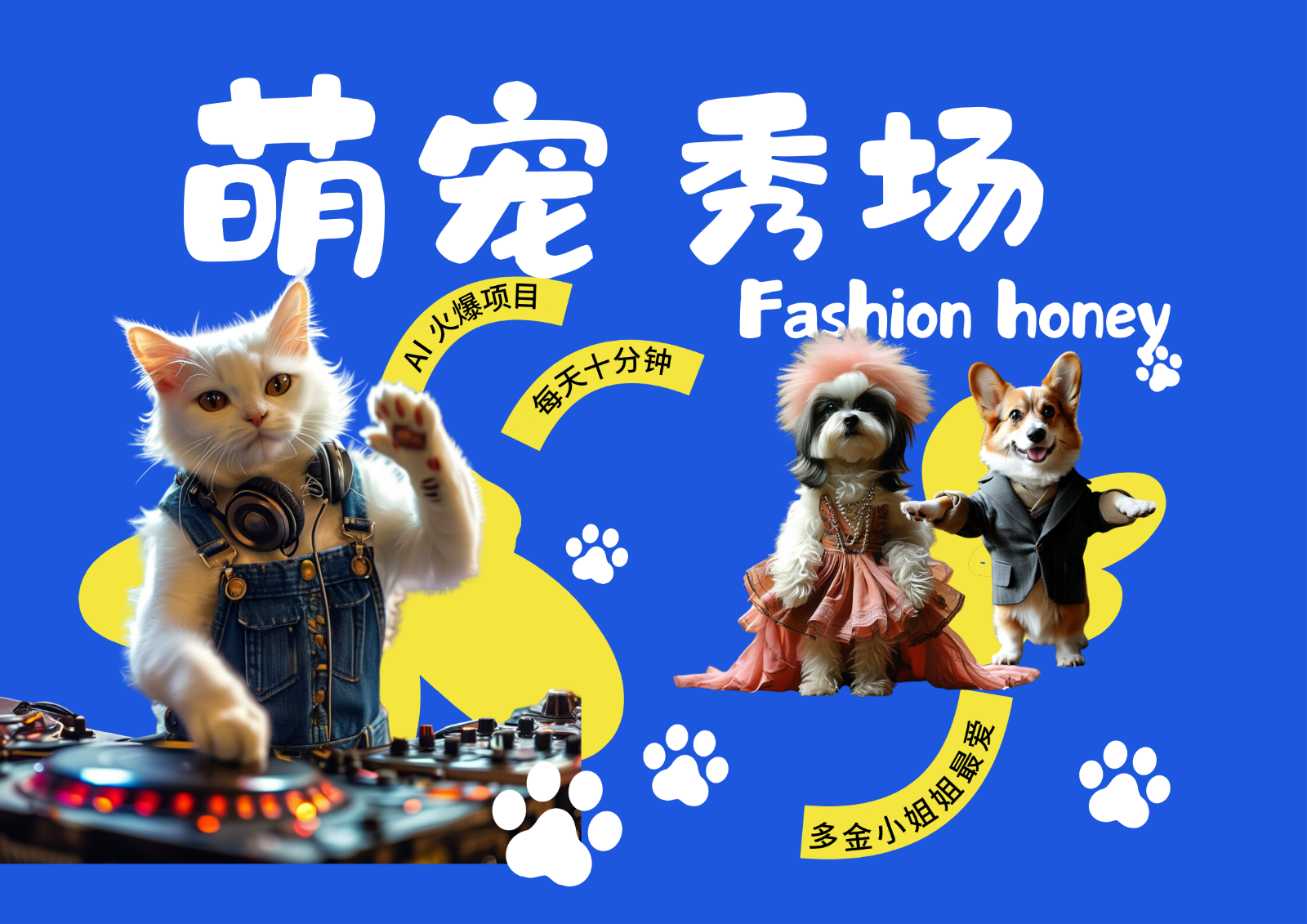 酷飒动物跳舞走秀 时尚喵FASHION汪 多金小姐姐最爱的 轻松月入破W-云创项目库