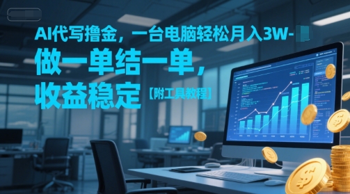 AI代写撸金，一台电脑轻松月入1-3W，做一单结一单，收益稳定【附工具教程】-云创项目库