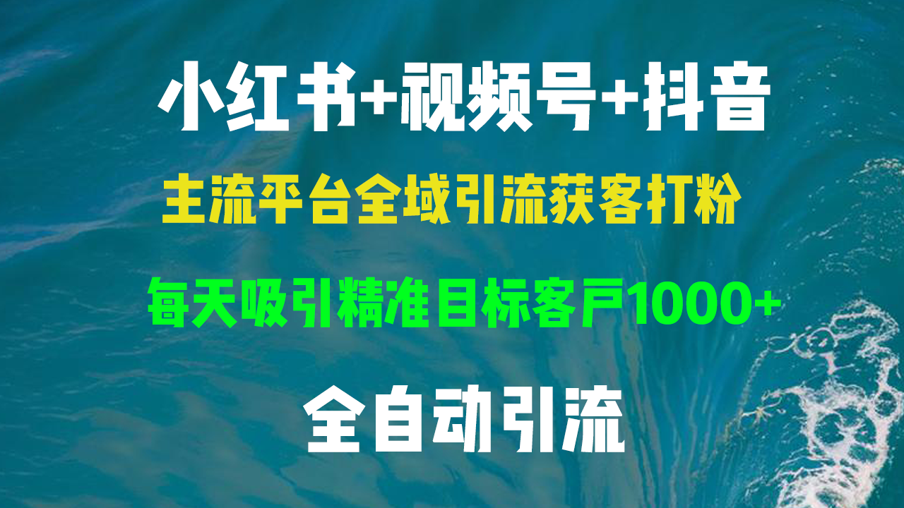 小红书，视频号，抖音主流平台全域引流获客打粉，每天吸引精准目标客户…-云创项目库