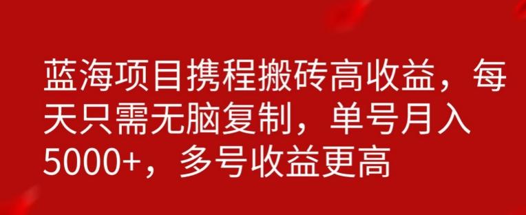 携程搬砖项目，只需每天无脑复制，月入5000+-云创项目库