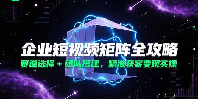 企业短视频矩阵全攻略，赛道选择+团队搭建，精准获客变现实操-云创项目库