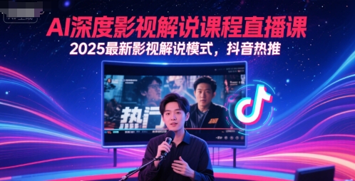 AI深度影视解说课程直播课，2025最新影视解说模式，抖音热推-云创项目库