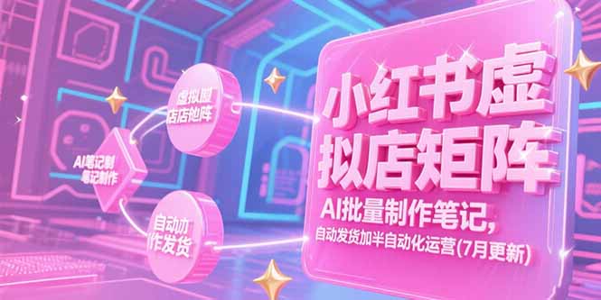 小红书虚拟店矩阵，AI批量制作笔记，自动发货加半自动化运营(7月更新-云创项目库